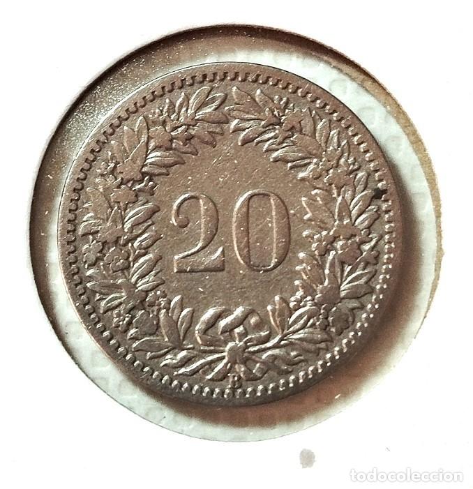 Material numism&aacute;tico: EUROPA . SUIZA. 20 RAPPEN 1885 - Foto 2