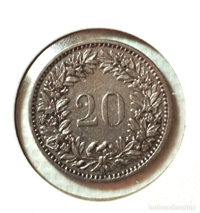 Material numism&aacute;tico: EUROPA . SUIZA . 20 RAPPEN 1901 - Foto 2