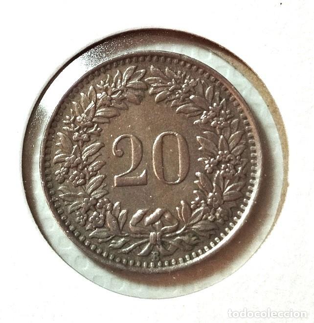 Material numism&aacute;tico: EUROPA . SUIZA . 20 RAPPEN 1944 - Foto 2