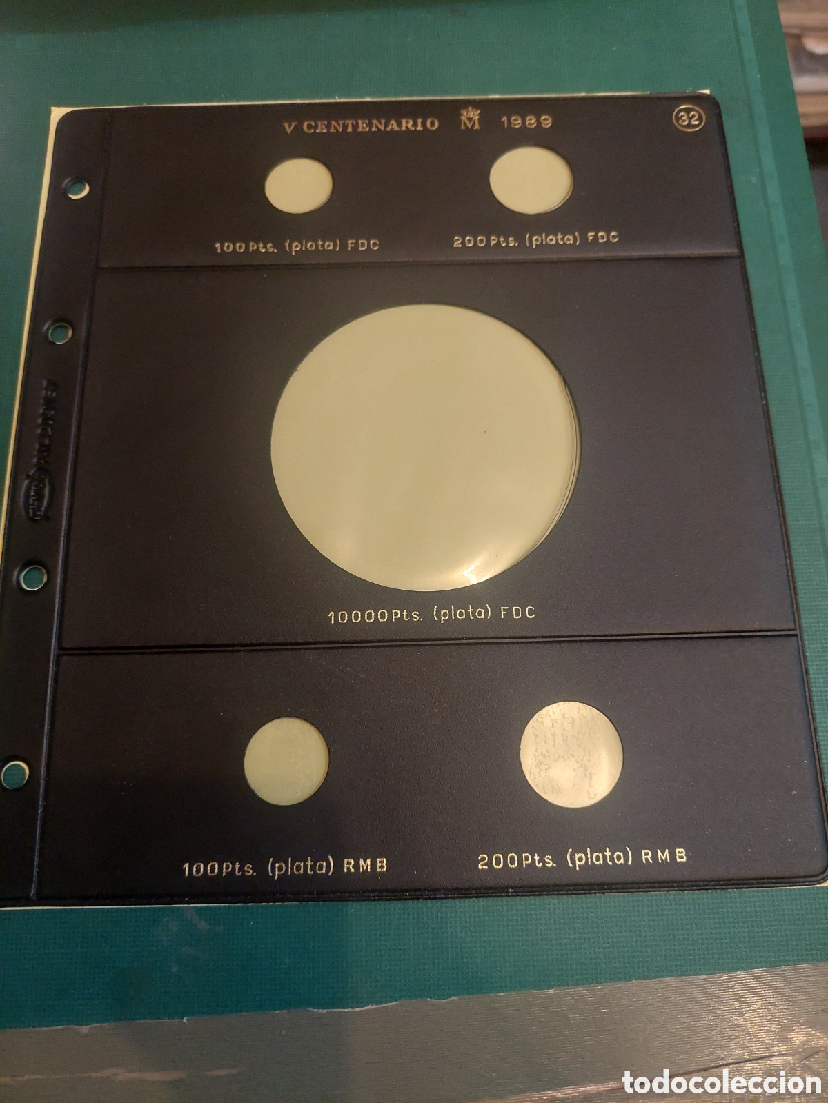 Material numism&aacute;tico: 32 HOJA PARDO PARA COLOCAR MONEDAS 1989.plata fdc - Foto 1