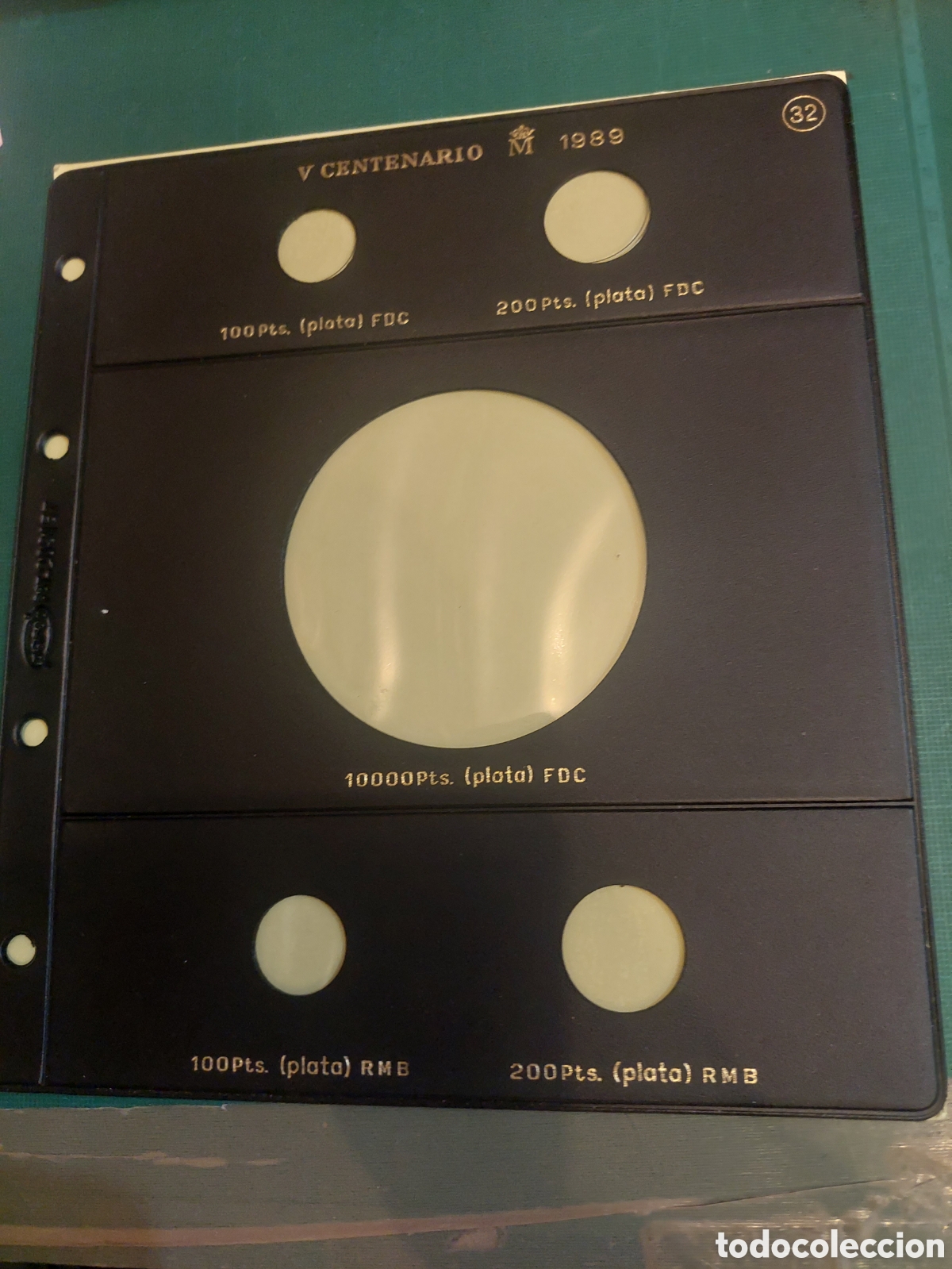 Material numism&aacute;tico: 32 HOJA PARDO PARA COLOCAR MONEDAS 1989 plata fdc - Foto 1