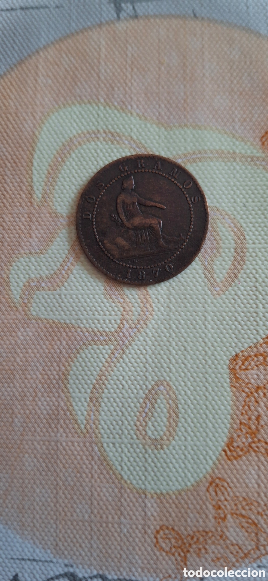 Material numism&aacute;tico: Moneda espa&ntilde;ola 2 c&eacute;ntimos del 1870 - Foto 2