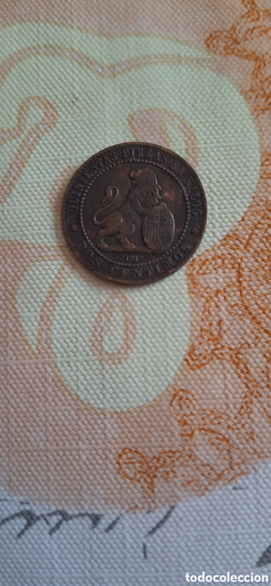 Material numism&aacute;tico: Moneda espa&ntilde;ola 2 c&eacute;ntimos del 1870 - Foto 1