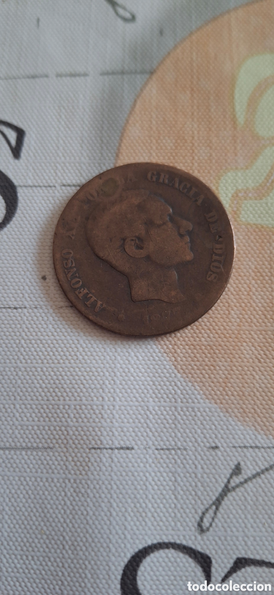Material numism&aacute;tico: Moneda alfonso Xll diez c&eacute;ntimos 1877 - Foto 1