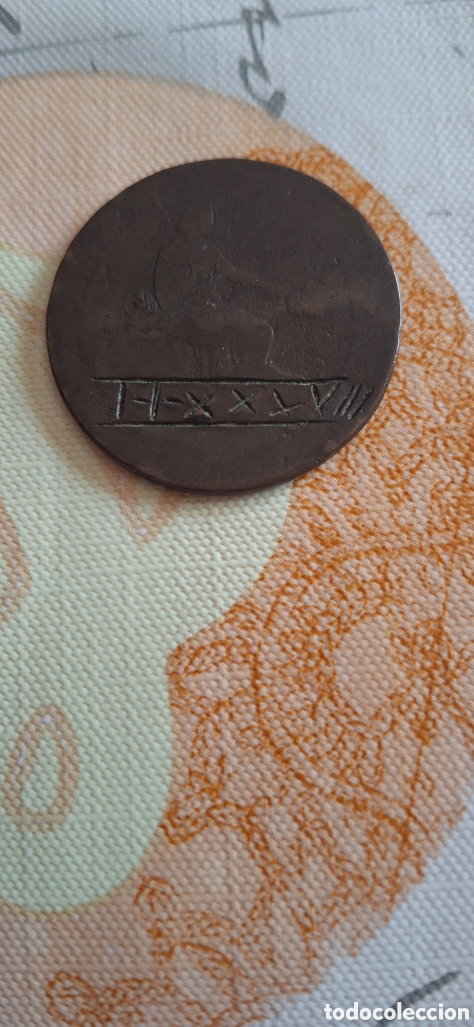 Material numism&aacute;tico: Moneda con marcas de guerra eapa&ntilde;ola - Foto 2