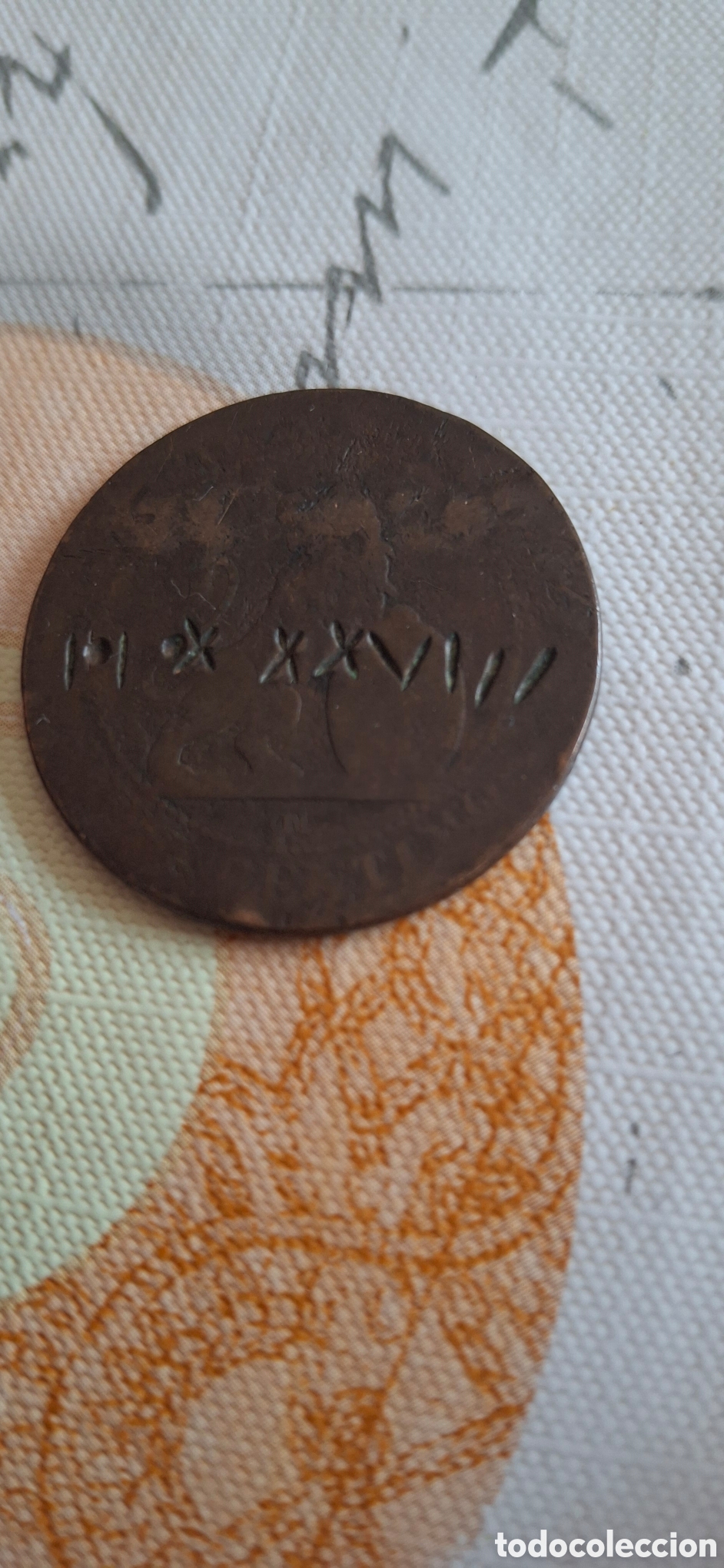 Material numism&aacute;tico: Moneda con marcas de guerra eapa&ntilde;ola - Foto 1