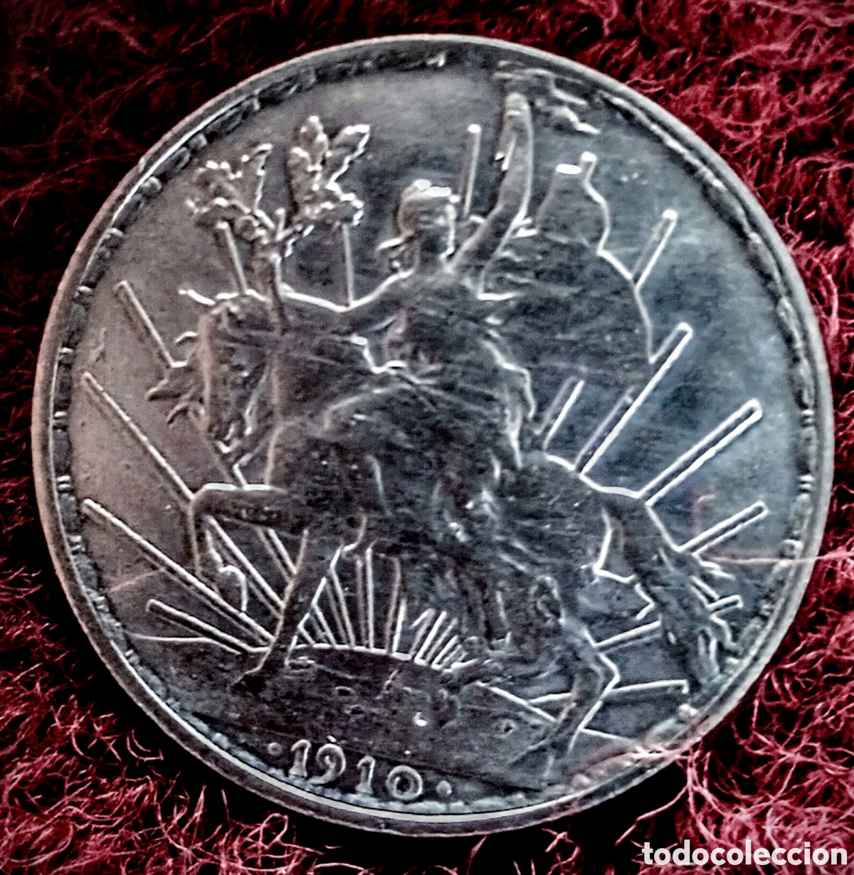 Material numism&aacute;tico: Moneda emblem&aacute;tica mexicana de plata 1910 - Foto 1