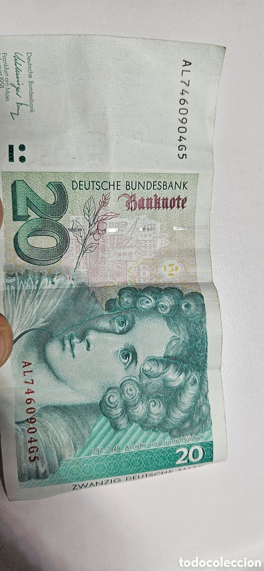 Material numism&aacute;tico: Billete 20 Marcos Alemanes 1991 - Foto 2