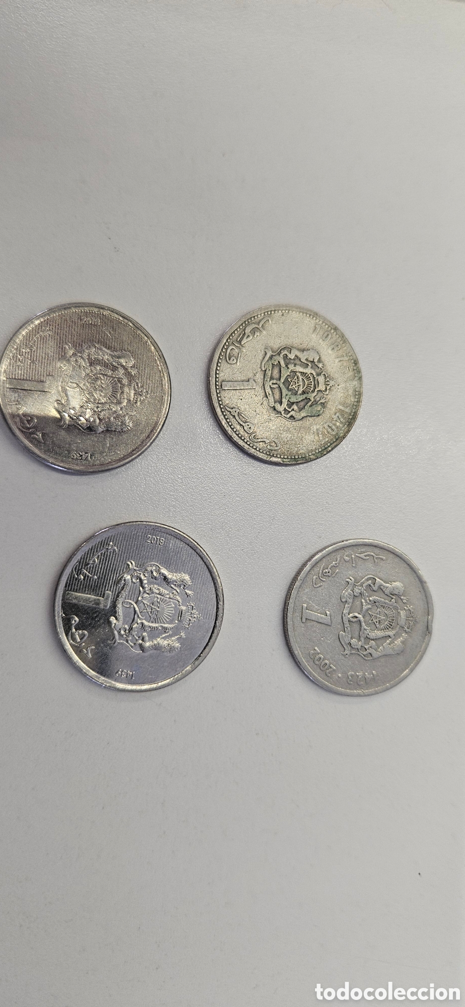 Material numism&aacute;tico: Monedas de 1 dirham rey de marruecos - Foto 2