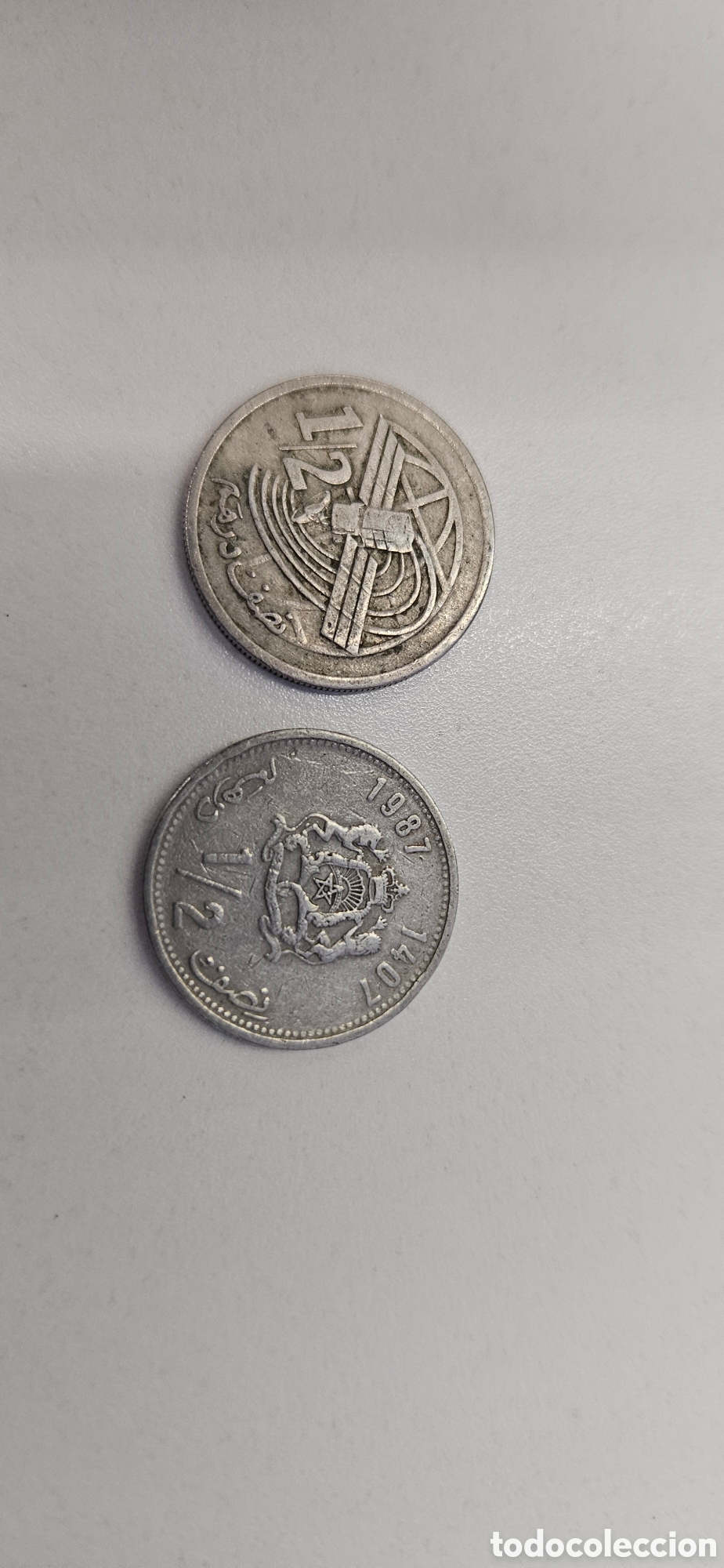 Material numism&aacute;tico: 2 monedas de 1/2 dirham - Foto 2