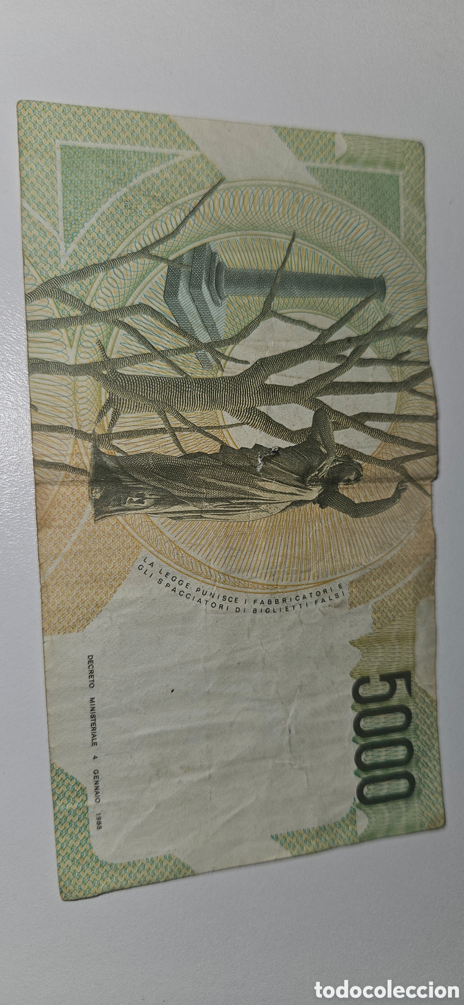 Material numism&aacute;tico: BILLETE 5000 LIRAS 1985 - Foto 2