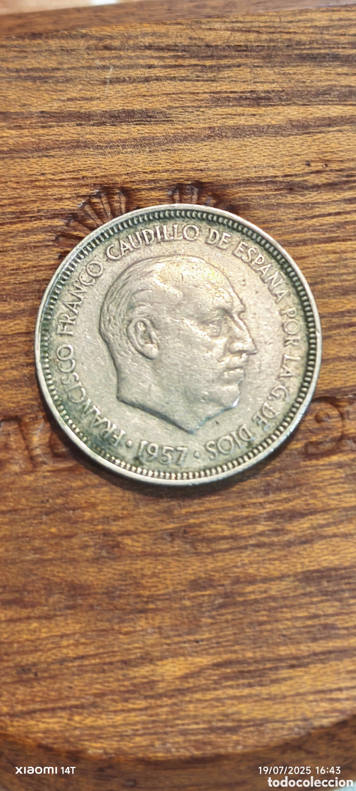 Material numism&aacute;tico: Moneda de franco de cinco pesetas - Foto 2