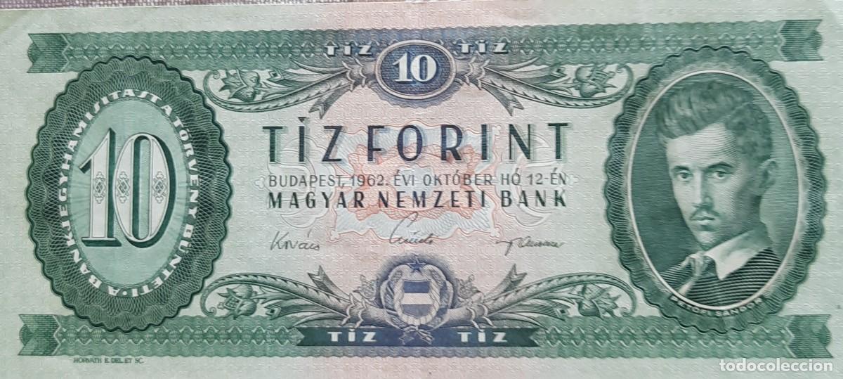 Material numism&aacute;tico: Billete de 10 FLORINES UNGAROS a&ntilde;o 1962 - Foto 1
