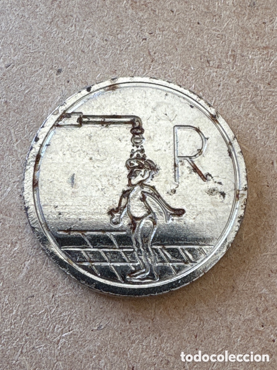 Material numism&aacute;tico: Rara ficha de ducha, jeton (A21) - Foto 1