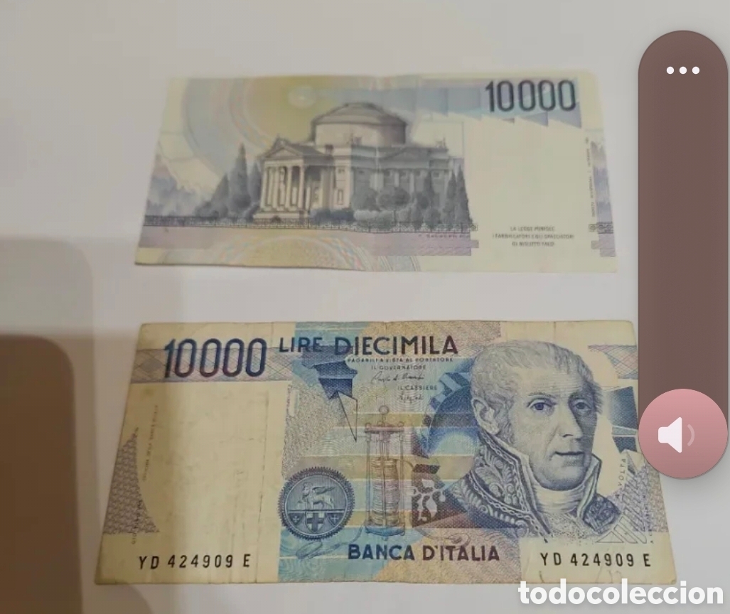 Material numism&aacute;tico: 2 billetes de 10000 liras italianas - Foto 2