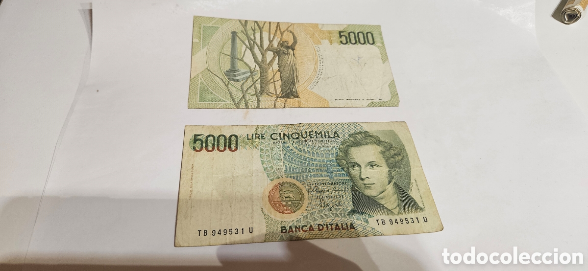 Material numism&aacute;tico: 3 billetes de 5000 liras italianas - Foto 1