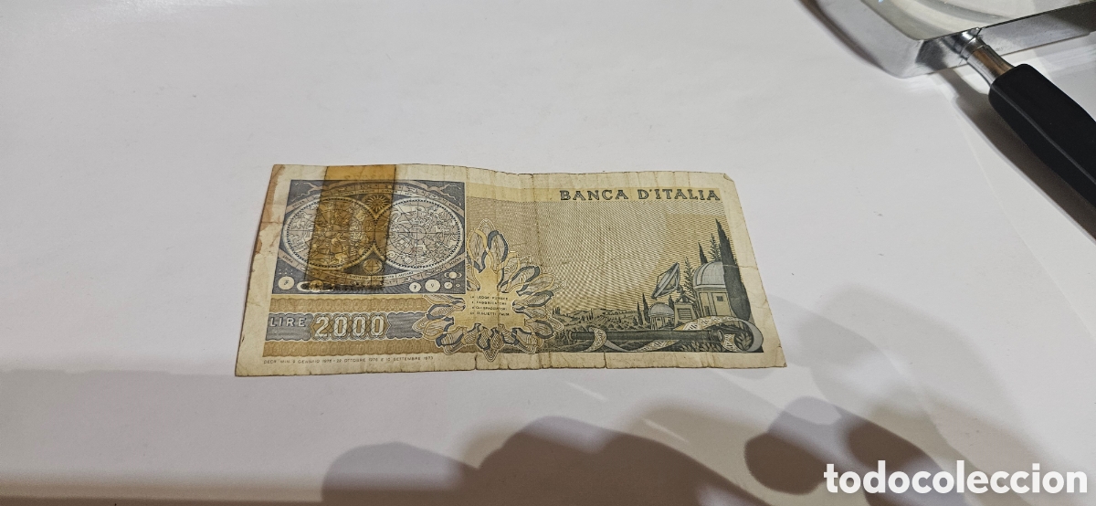 Material numism&aacute;tico: Billete de 2000 liras italianas - Foto 1