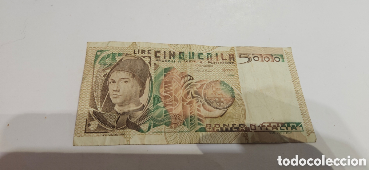 Material numism&aacute;tico: Billete de 5000 liras italianas - Foto 2