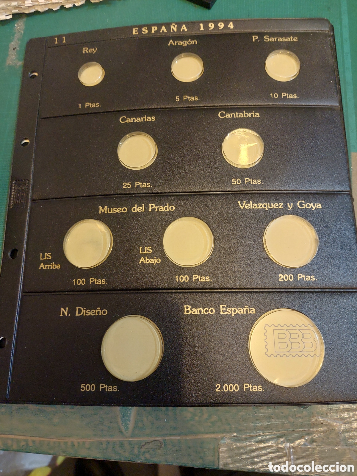Material numism&aacute;tico: ESPA&Ntilde;A HOJA PARA 1994 colocar monedas - Foto 1