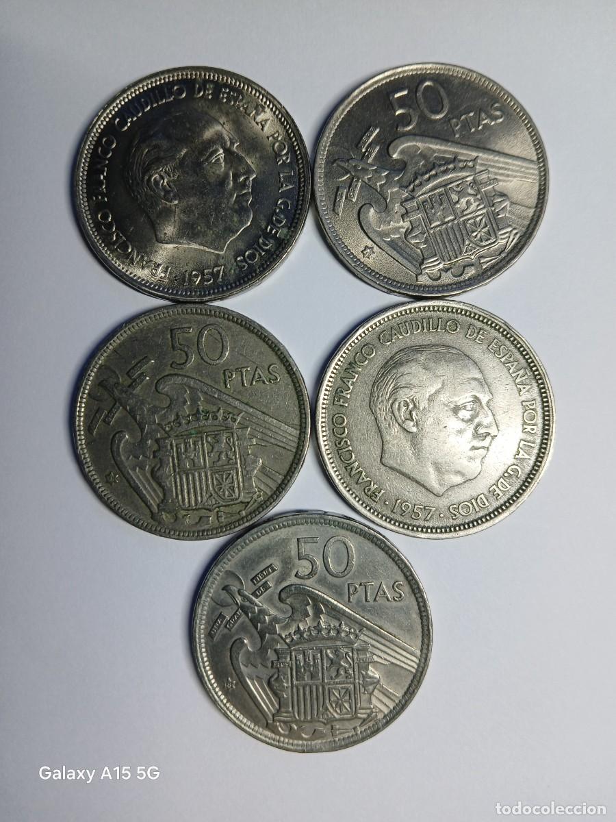 Material numism&aacute;tico: 5 MONEDAS DE 50 PTS 1957 * 58 - Foto 1