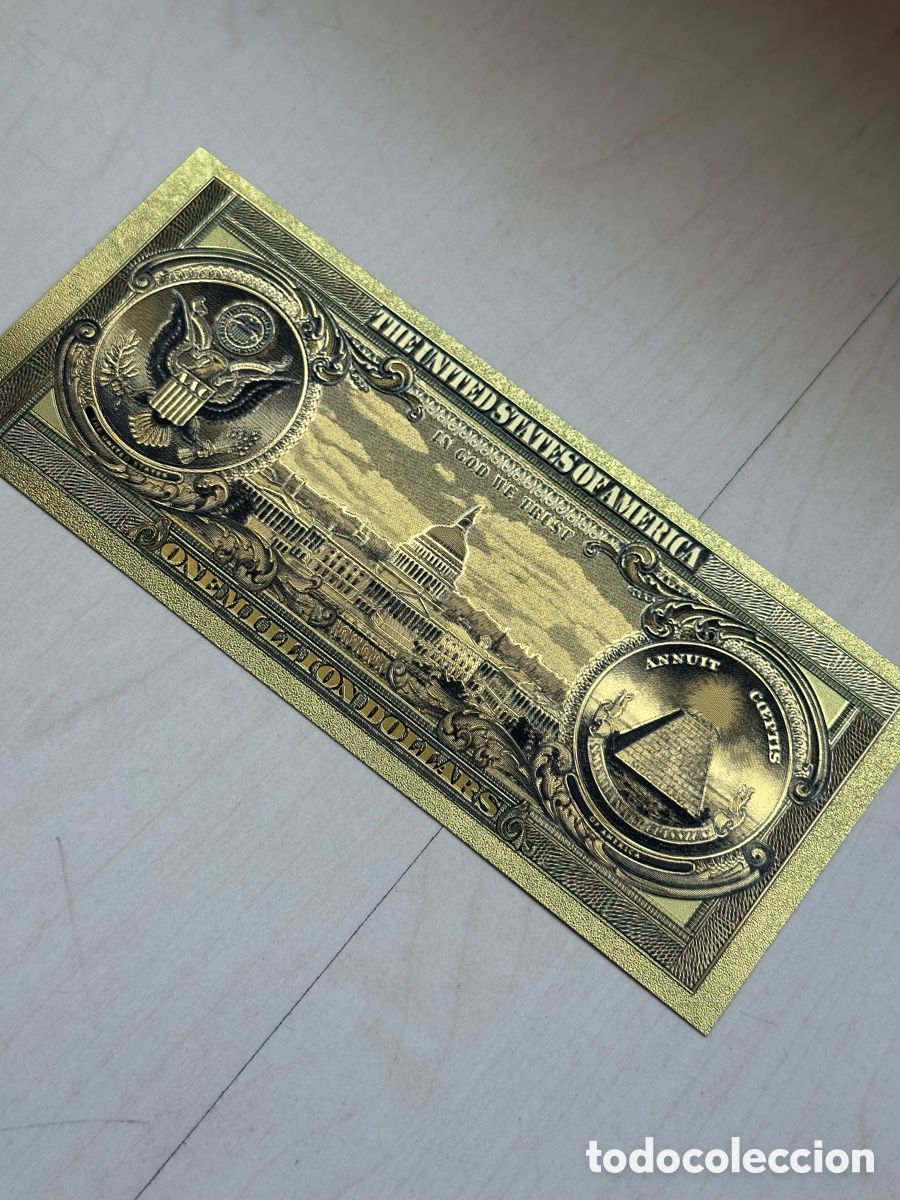 Material numism&aacute;tico: Billete 1 Mill&oacute;n Dollars Oro laminado - Foto 4