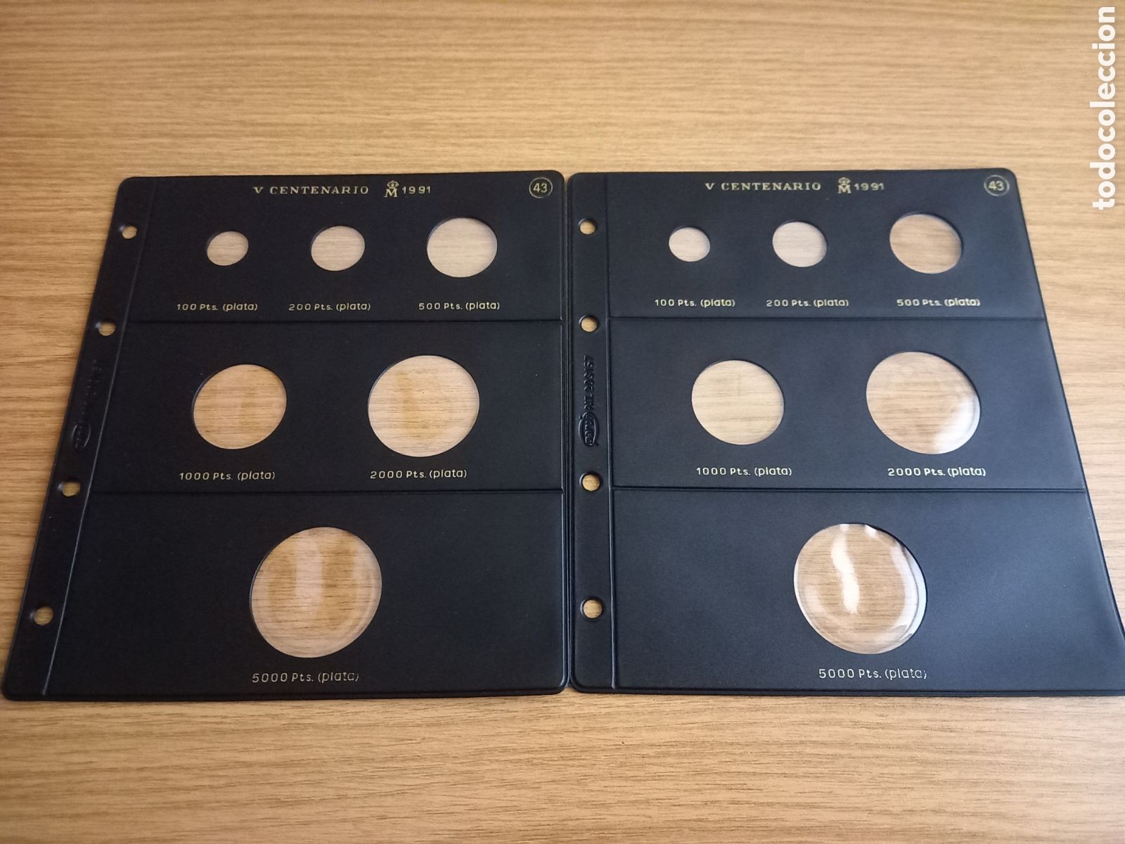 Material numism&aacute;tico: 2 Hojas Pardo monedas V Centenario 1991 con regalo - Foto 1