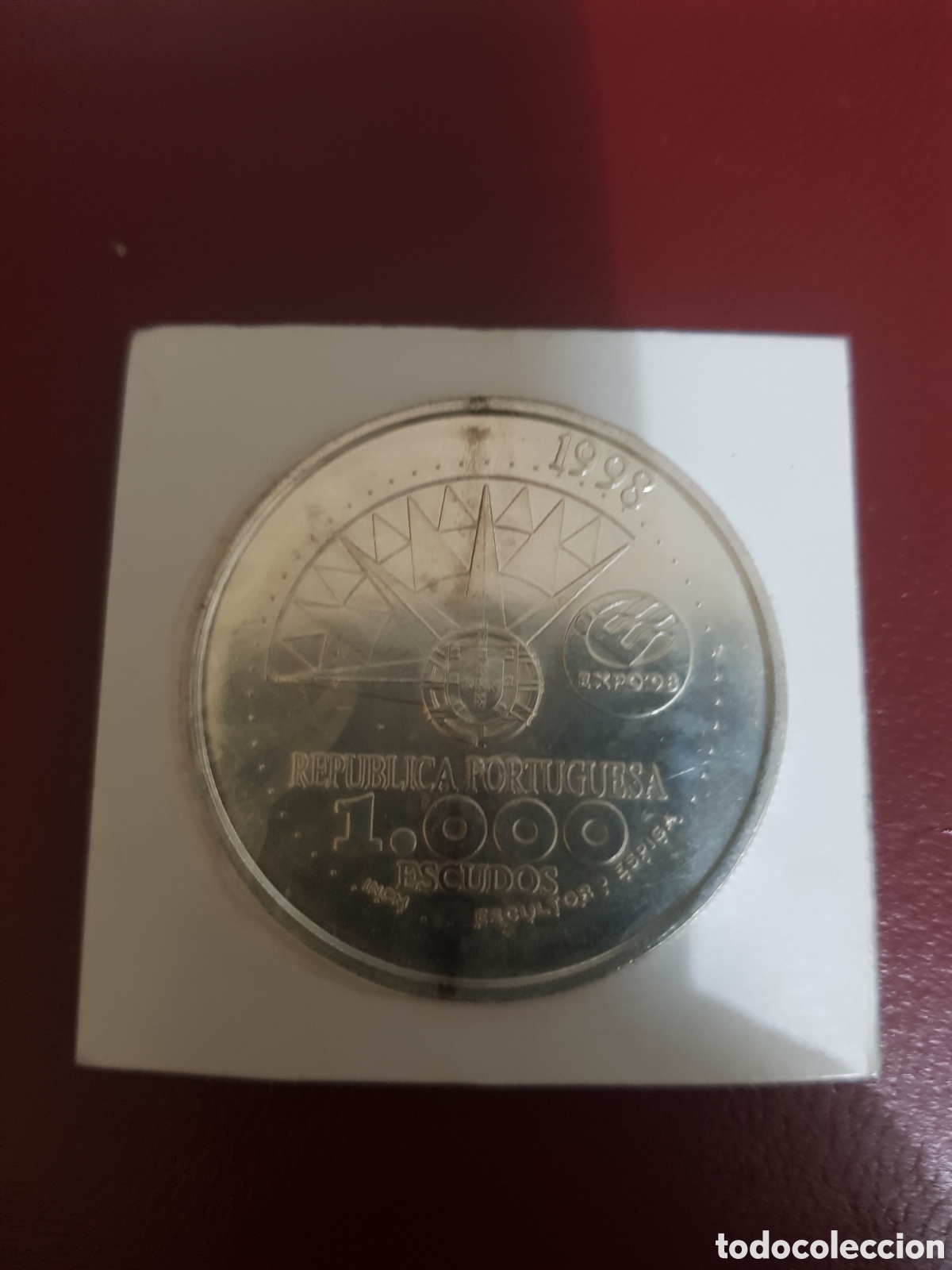 Material numism&aacute;tico: Moneda plata 1000esc.Expo 98 - Foto 2