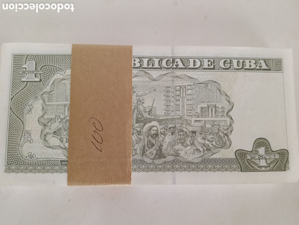 Material numism&aacute;tico: Fajo de 100 billetes 1 peso cuba - Foto 2