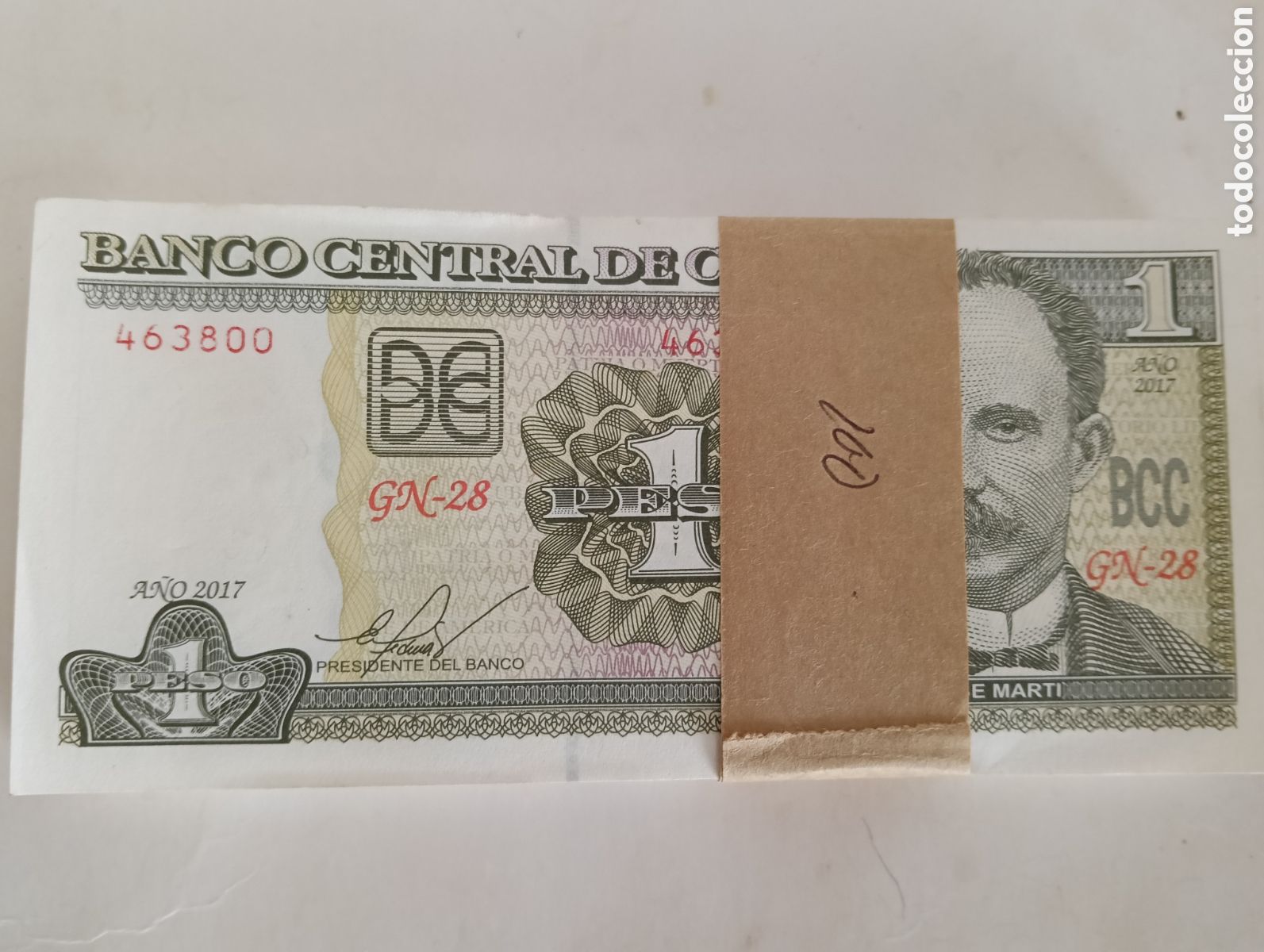Material numism&aacute;tico: Fajo de 100 billetes 1 peso cuba - Foto 1