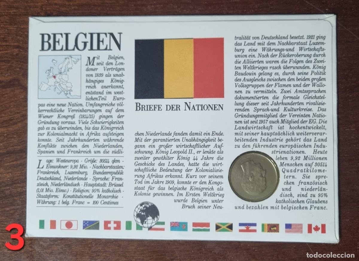 Material numism&aacute;tico: Sobre de belgica con moneda y sello - Foto 2