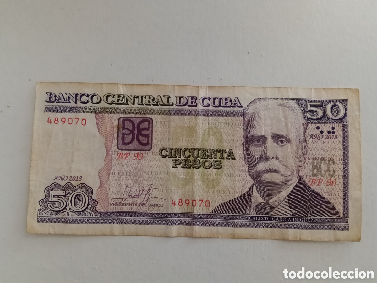 Material numism&aacute;tico: Billete 50 pesos Cuba 2018 error impresi&oacute;n - Foto 1