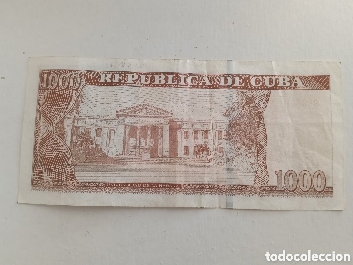Material numism&aacute;tico: Billete de 1000 pesos Cuba ( casi s&oacute;lido ) - Foto 2