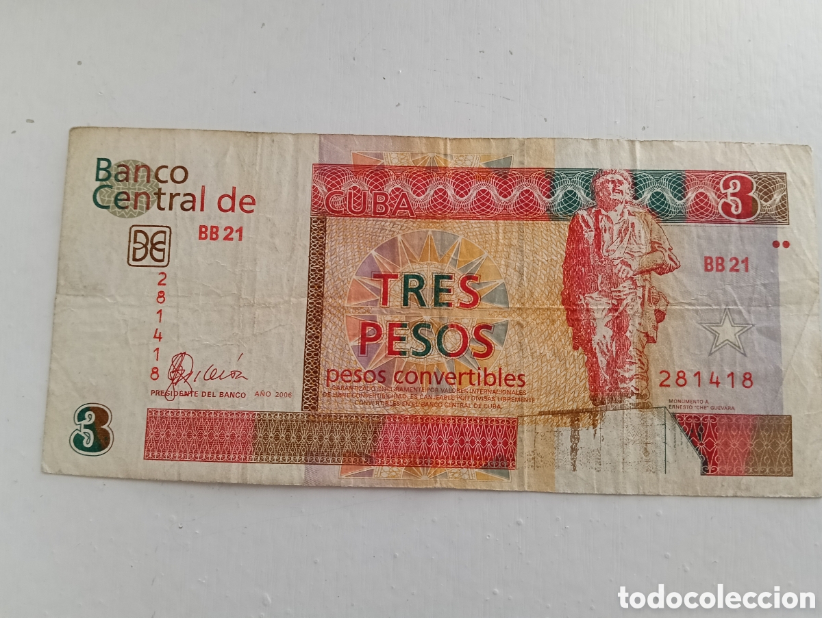 Material numism&aacute;tico: Billete de 3 d&oacute;lares cuba (CUC) Che - Foto 1