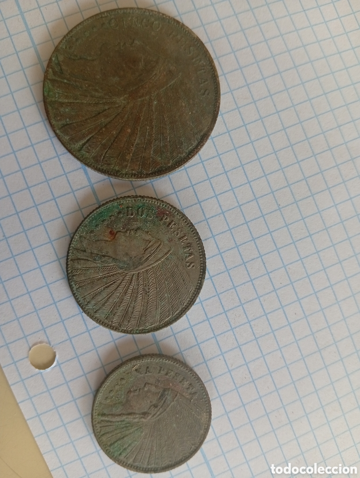 Material numism&aacute;tico: Monedas casino de 5, 2 y 1 pesetas - Foto 2