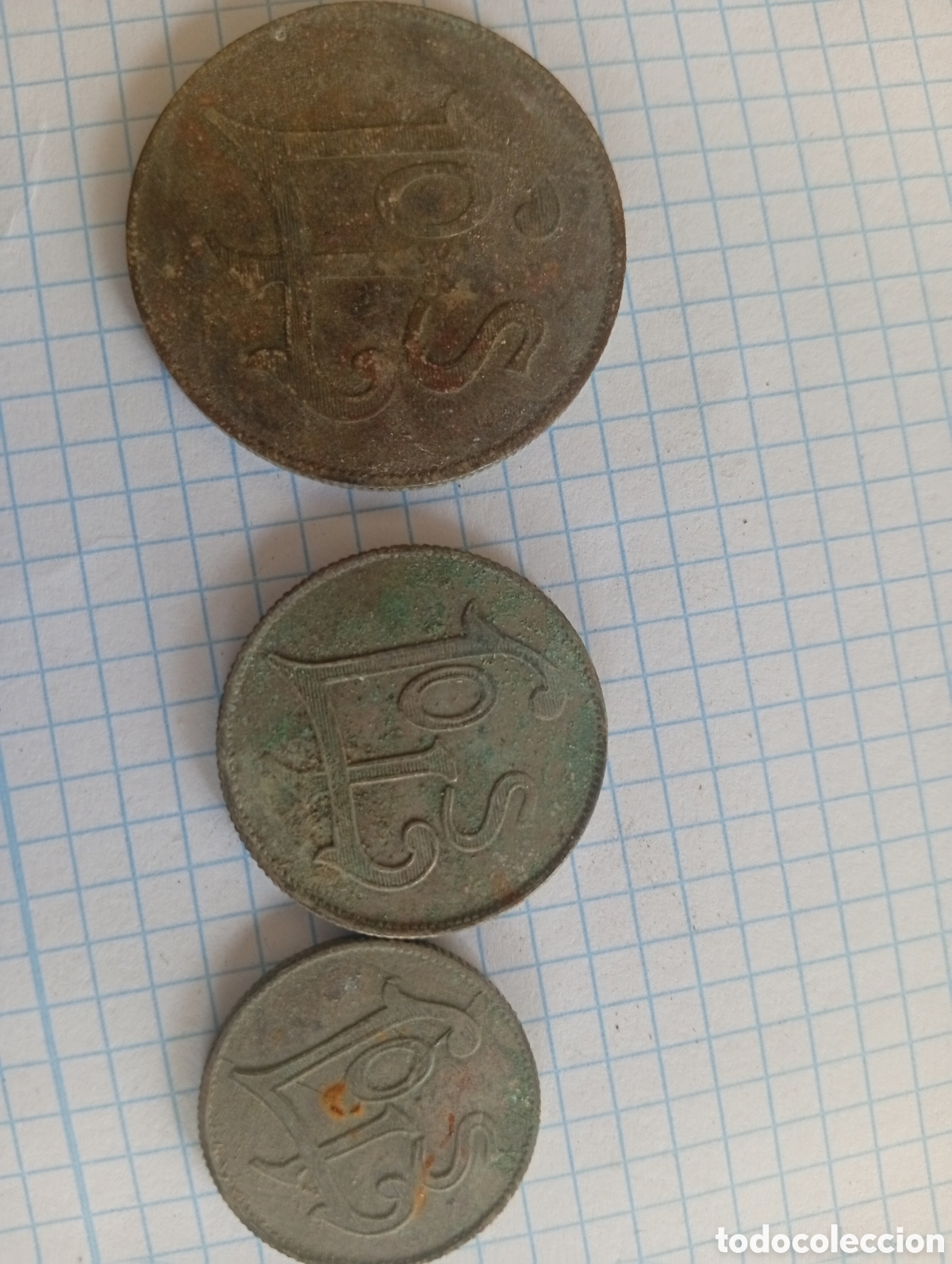 Material numism&aacute;tico: Monedas casino de 5, 2 y 1 pesetas - Foto 1