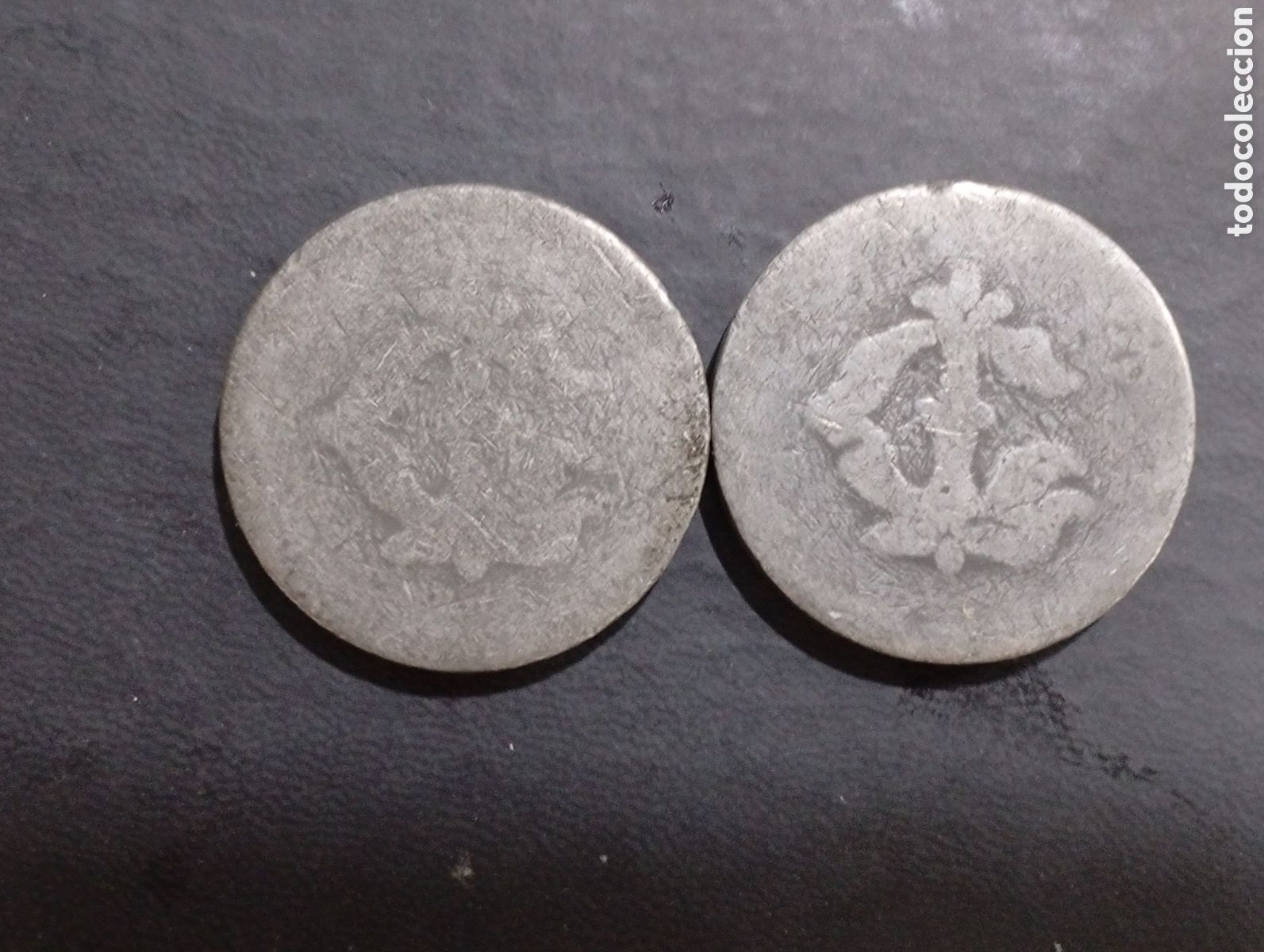 Material numism&aacute;tico: Conjunto de 2 fichas monetarias de hierro a classificar - Foto 1