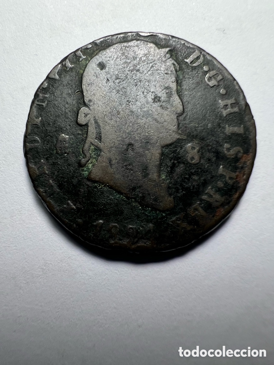 Material numism&aacute;tico: 8 Maravedis 1824 Fernando VII - Foto 1