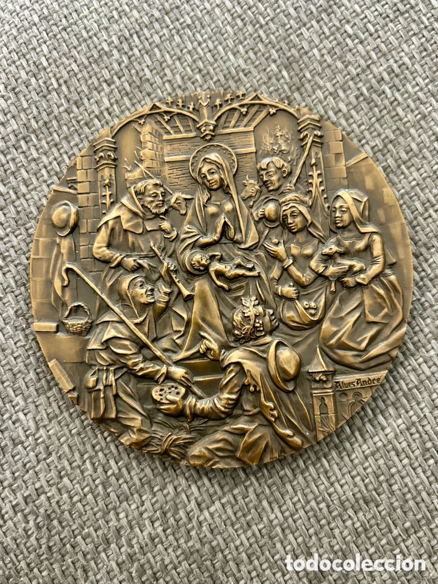 Material numism&aacute;tico: Medalla de bronce del escultor Alves Andr&eacute;s - Foto 1
