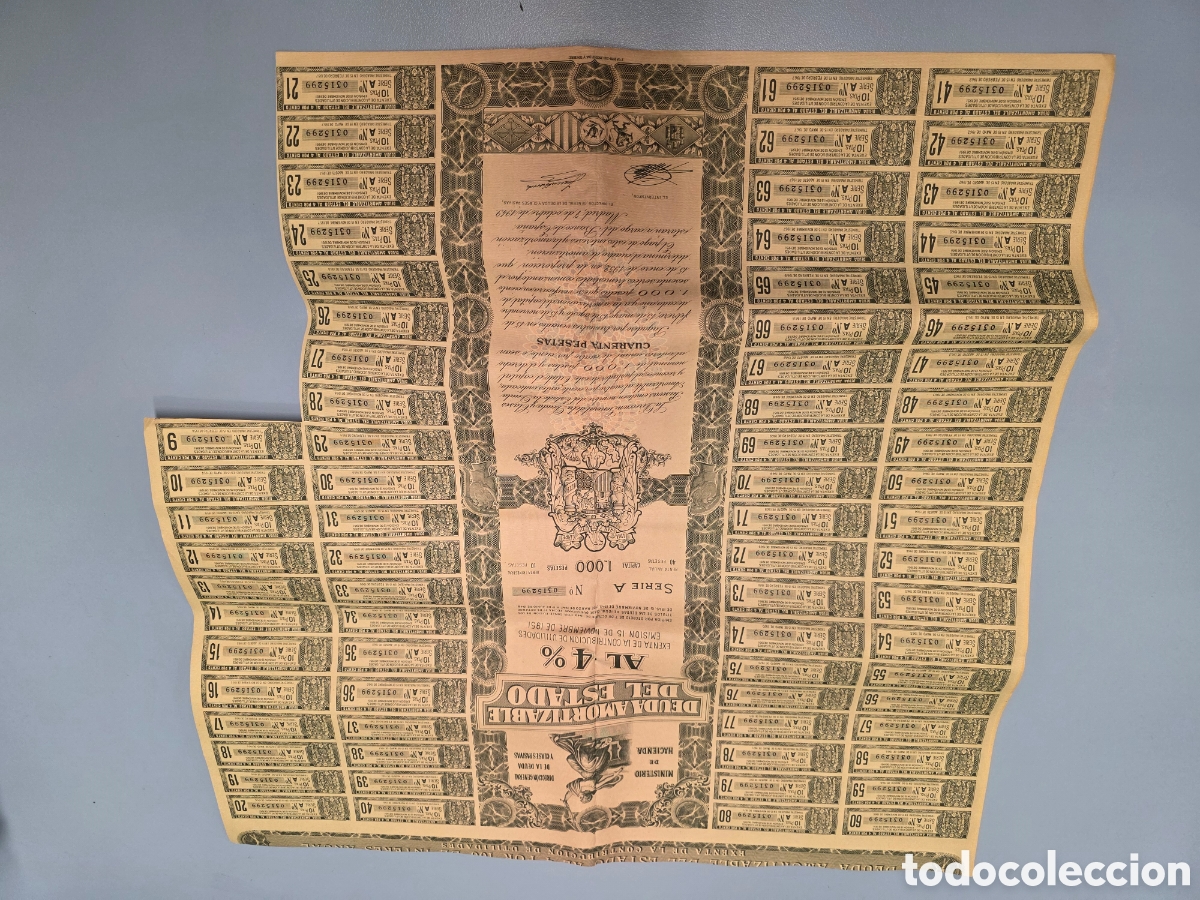 Material numism&aacute;tico: Acci&oacute;n - Deuda Amortizable del Estado 4% - A&ntilde;o 1951 - Foto 3