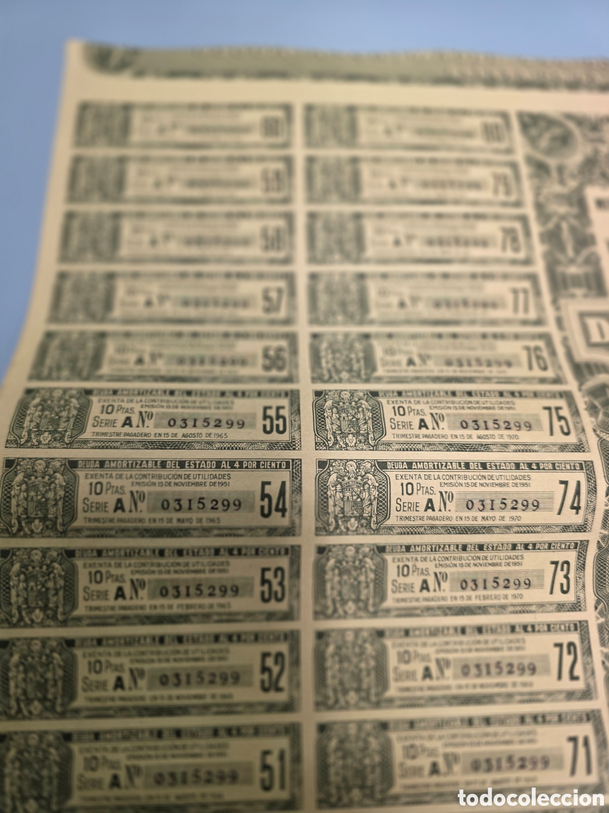 Material numism&aacute;tico: Acci&oacute;n - Deuda Amortizable del Estado 4% - A&ntilde;o 1951 - Foto 6