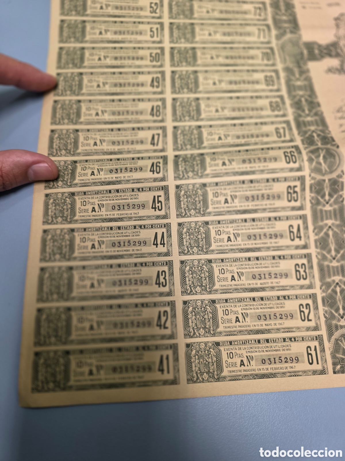 Material numism&aacute;tico: Acci&oacute;n - Deuda Amortizable del Estado 4% - A&ntilde;o 1951 - Foto 8