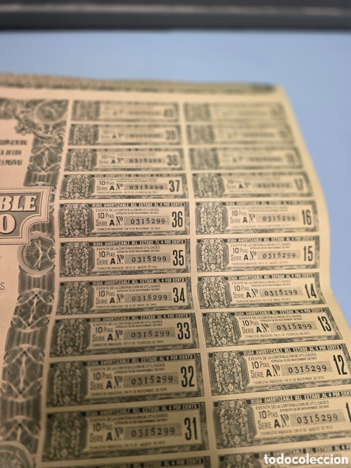 Material numism&aacute;tico: Acci&oacute;n - Deuda Amortizable del Estado 4% - A&ntilde;o 1951 - Foto 9