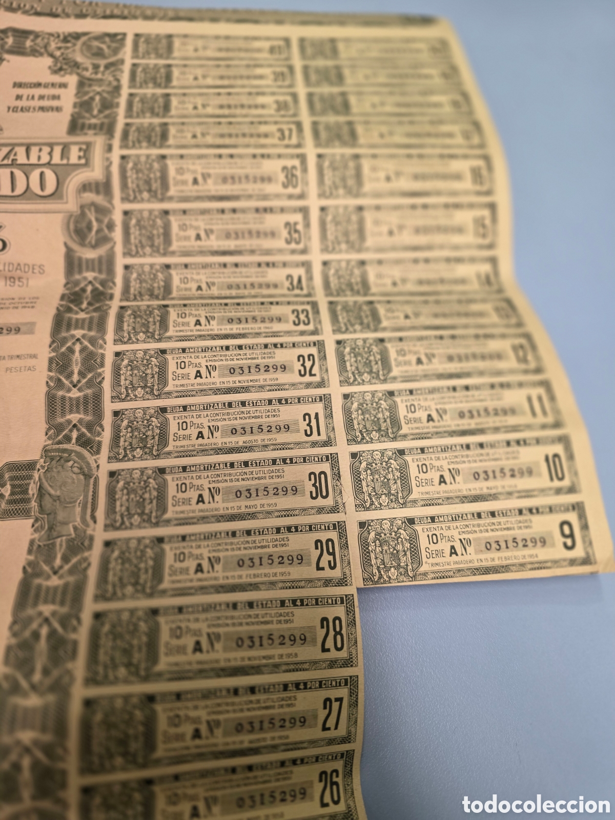 Material numism&aacute;tico: Acci&oacute;n - Deuda Amortizable del Estado 4% - A&ntilde;o 1951 - Foto 10