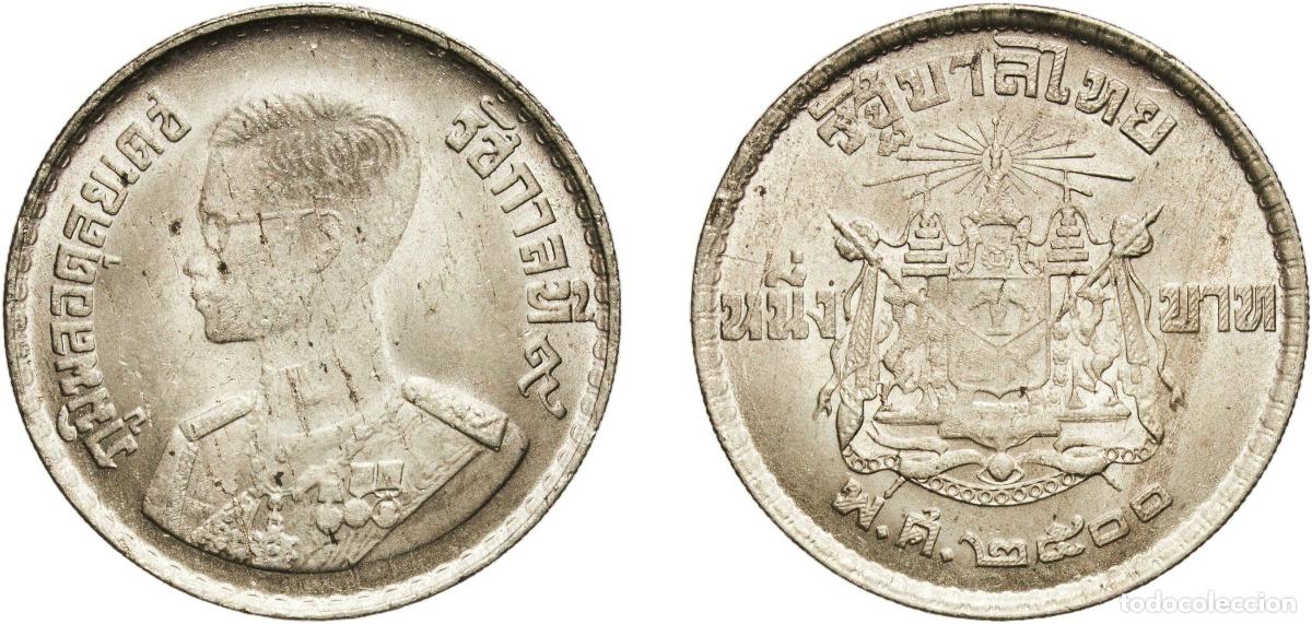 Material numism&aacute;tico: Thailand Kingdom 2500 (1957) 1 Baht - Rama IX Billon (.030 silver) (Silver 3%, Copper 64%, Nickel 2