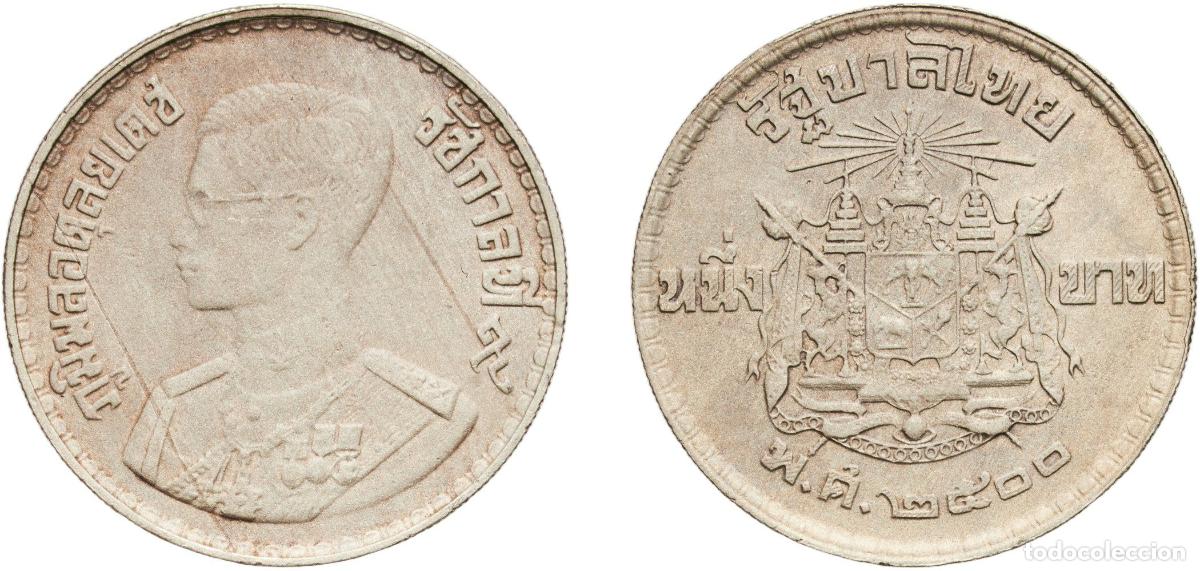 Material numism&aacute;tico: Thailand Kingdom 2500 (1957) 1 Baht - Rama IX Billon (.030 silver) (Silver 3%, Copper 64%, Nickel 2