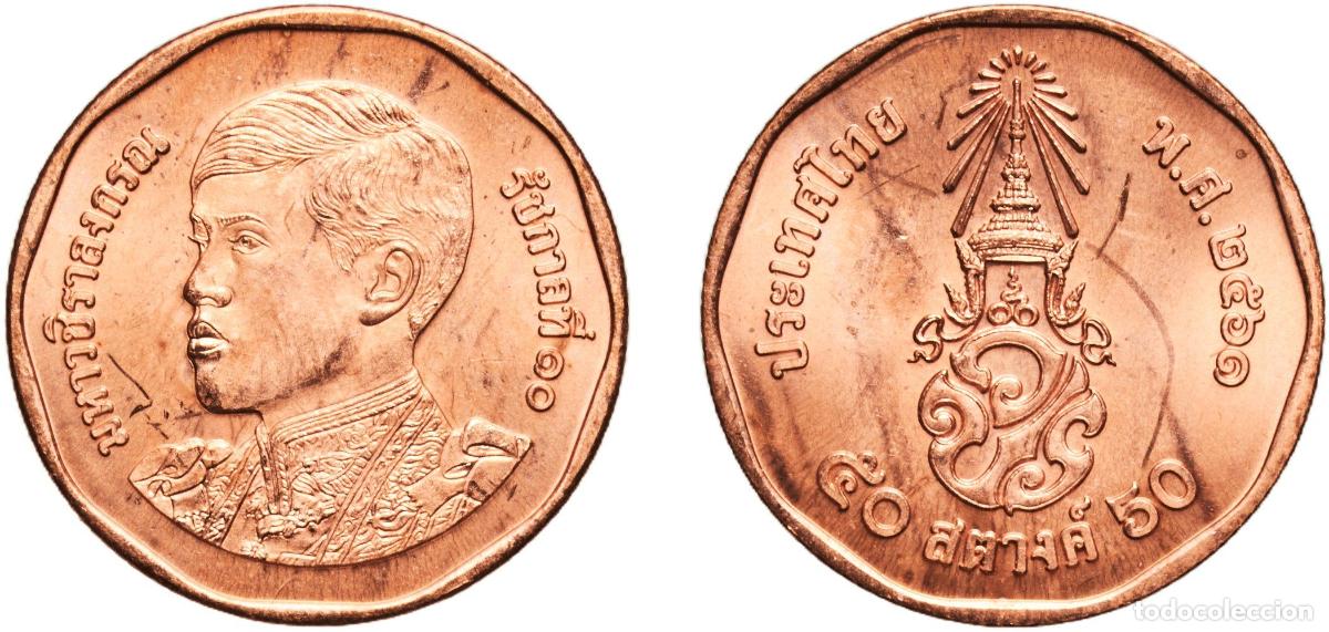 Material numism&aacute;tico: Thailand Kingdom 2561 (2018) 50 Satang - Rama X (1st portrait) Copper plated steel 2.42g UNC Y 573