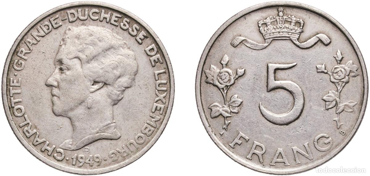 Material numism&aacute;tico: Luxembourg Principalty 1949 5 Francs - Charlotte Copper-nickel (75% Copper, 25% Nickel) Royal Mint