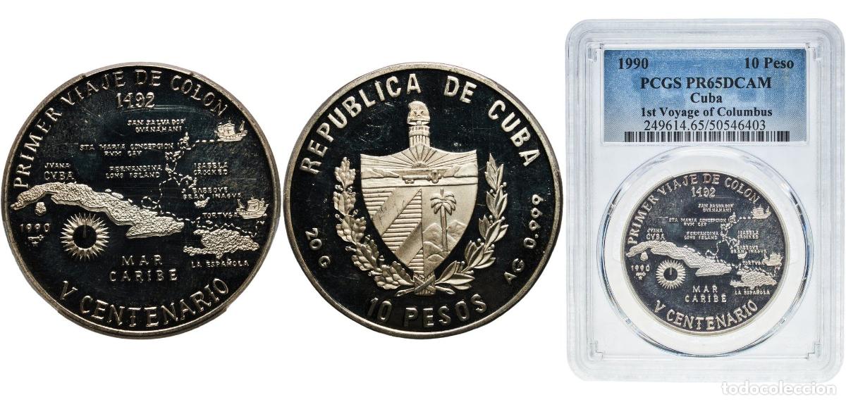 Material numism&aacute;tico: Cuba Second Republic 1990 10 Pesos (First Voyage of Columbus) Silver (.999) Empresa Cubana de Acu&ntilde;a