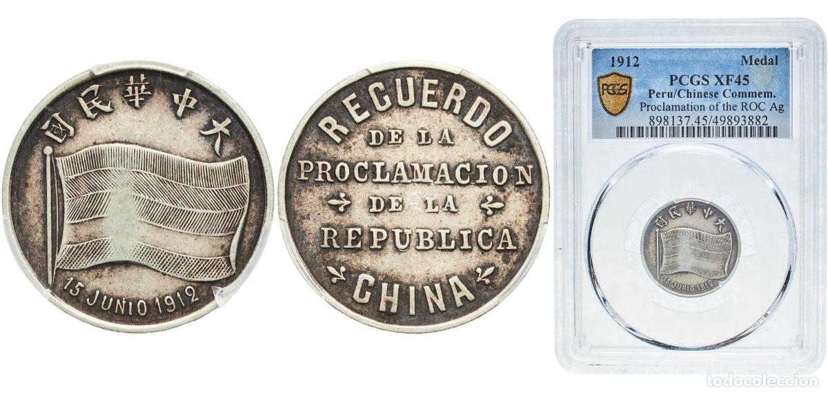 Material numism&aacute;tico: Peru Republic 1912 Medal - Proclamation of the ROC 15 Junio 1912, Peru/Chinese Commemoration Silver