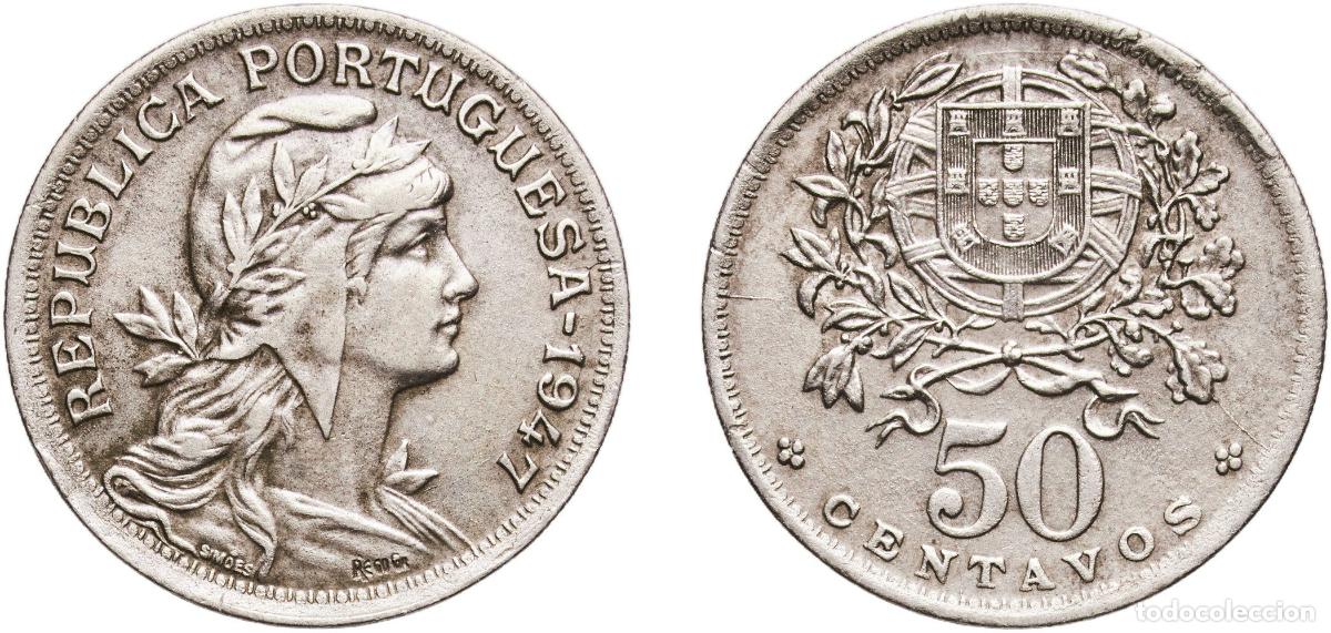 Material numism&aacute;tico: Portugal Second Republic 1947 50 Centavos Nickel brass (61% Copper, 20% Zinc, 19% Nickel) Lisbon Mi